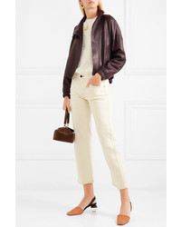 Женский темно-красный кожаный бомбер от Vince