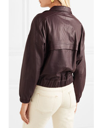 Женский темно-красный кожаный бомбер от Vince