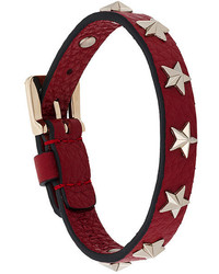 Темно-красный кожаный браслет с шипами от RED Valentino