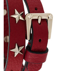 Темно-красный кожаный браслет с шипами от RED Valentino