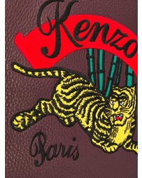 Темно-красный кожаный клатч с принтом от Kenzo