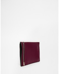 Темно-красный кожаный клатч от Asos