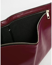 Темно-красный кожаный клатч от Asos