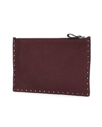 Мужской темно-красный кожаный мужской клатч от Valentino
