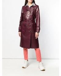 Женский темно-красный кожаный плащ от Closed