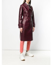 Женский темно-красный кожаный плащ от Closed