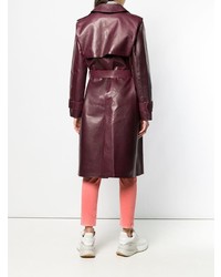 Женский темно-красный кожаный плащ от Closed
