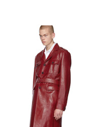 Мужской темно-красный кожаный плащ от Prada