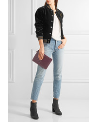 Темно-красный кожаный стеганый клатч от Saint Laurent