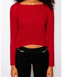 Темно-красный короткий свитер от Vero Moda