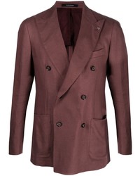 Мужской темно-красный льняной двубортный пиджак от Tagliatore