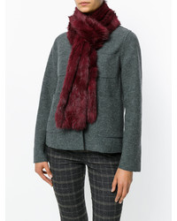 Женский темно-красный меховой шарф от Yves Salomon