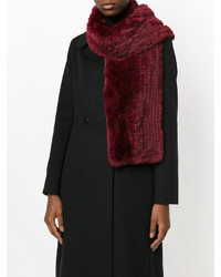 Женский темно-красный меховой шарф от Yves Salomon