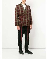 Мужской темно-красный пиджак в клетку от Uma Wang