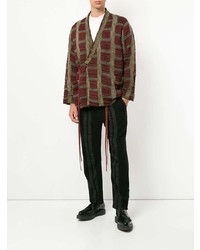 Мужской темно-красный пиджак в клетку от Uma Wang