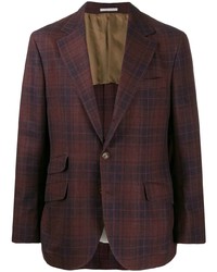 Мужской темно-красный пиджак в шотландскую клетку от Brunello Cucinelli