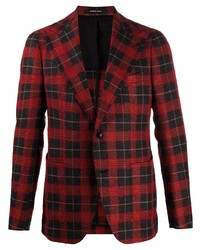 Мужской темно-красный пиджак в шотландскую клетку от Tagliatore