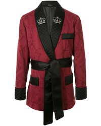 Темно-красный пиджак из парчи