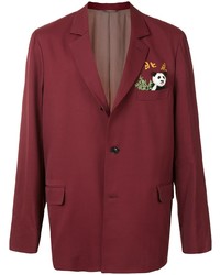 Мужской темно-красный пиджак с вышивкой от Doublet