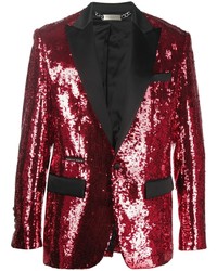 Мужской темно-красный пиджак с пайетками от Philipp Plein