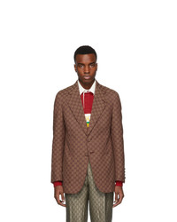 Мужской темно-красный пиджак с принтом от Gucci