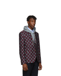 Мужской темно-красный пиджак с принтом от Gucci