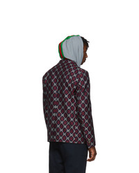 Мужской темно-красный пиджак с принтом от Gucci