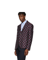 Мужской темно-красный пиджак с принтом от Gucci