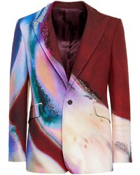 Мужской темно-красный пиджак с цветочным принтом от Alexander McQueen