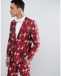 Мужской темно-красный пиджак с цветочным принтом от ASOS Edition