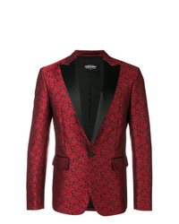 Мужской темно-красный пиджак с цветочным принтом от DSQUARED2