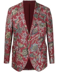 Мужской темно-красный пиджак с цветочным принтом от Etro
