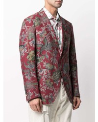 Мужской темно-красный пиджак с цветочным принтом от Etro