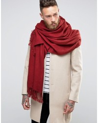 Темно-красный плетеный шарф