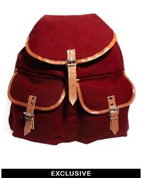 Мужской темно-красный рюкзак из плотной ткани от Reclaimed Vintage