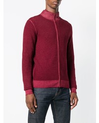 Мужской темно-красный свитер на молнии от Sun 68