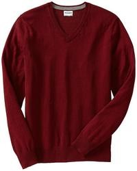Темно-красный свитер с v-образным вырезом