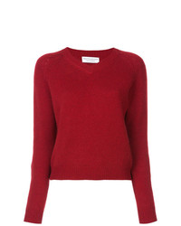 Женский темно-красный свитер с v-образным вырезом от Alexandra Golovanoff