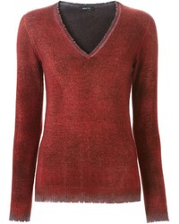 Женский темно-красный свитер с v-образным вырезом от Avant Toi