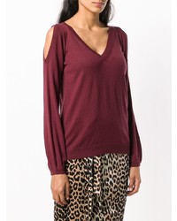 Женский темно-красный свитер с v-образным вырезом от Twin-Set