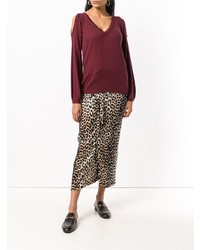 Женский темно-красный свитер с v-образным вырезом от Twin-Set