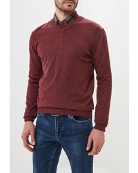 Мужской темно-красный свитер с v-образным вырезом от Dairos