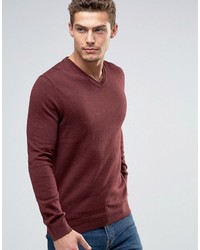 Мужской темно-красный свитер с v-образным вырезом от Esprit