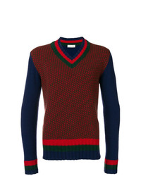 Мужской темно-красный свитер с v-образным вырезом от Etro