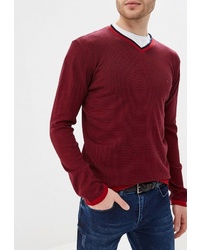 Мужской темно-красный свитер с v-образным вырезом от Felix Hardy