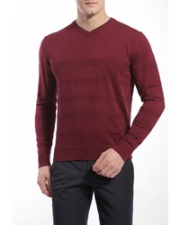 Мужской темно-красный свитер с v-образным вырезом от Grostyle