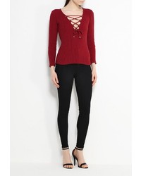 Женский темно-красный свитер с v-образным вырезом от Influence