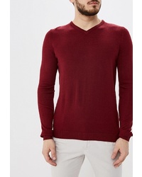 Мужской темно-красный свитер с v-образным вырезом от Kensington Eastside