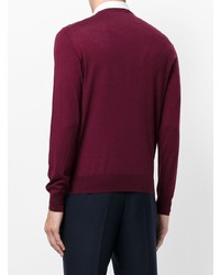 Мужской темно-красный свитер с v-образным вырезом от Lardini