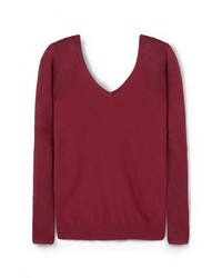 Женский темно-красный свитер с v-образным вырезом от Mango